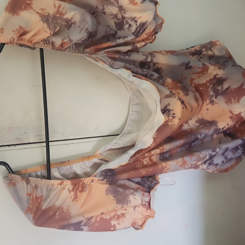 Tie die puff sleeve bodysuit